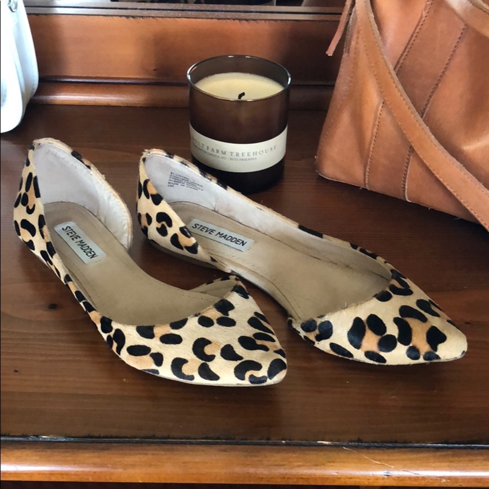 Steve Madden Leopard Print Calf Hair Flats